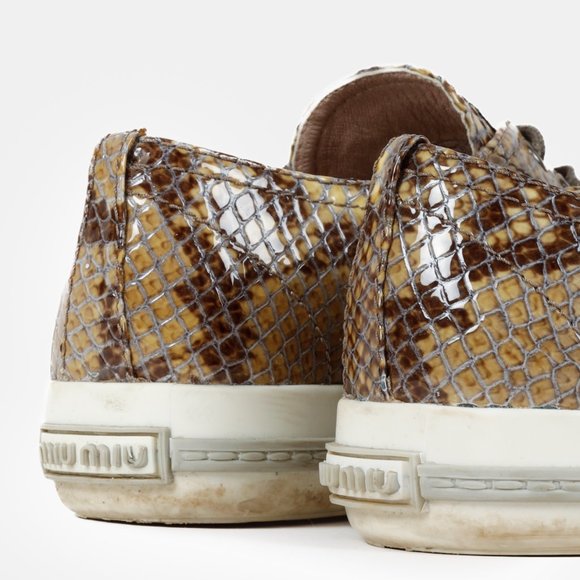 Miu Miu Snakeskin Print Low-Top Sneakers - Picture 10 of 12